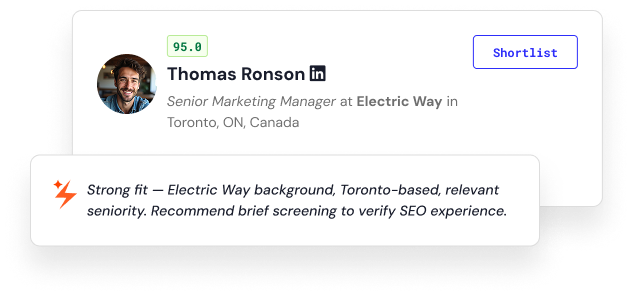 Candidate profile card with Blitz recommendation